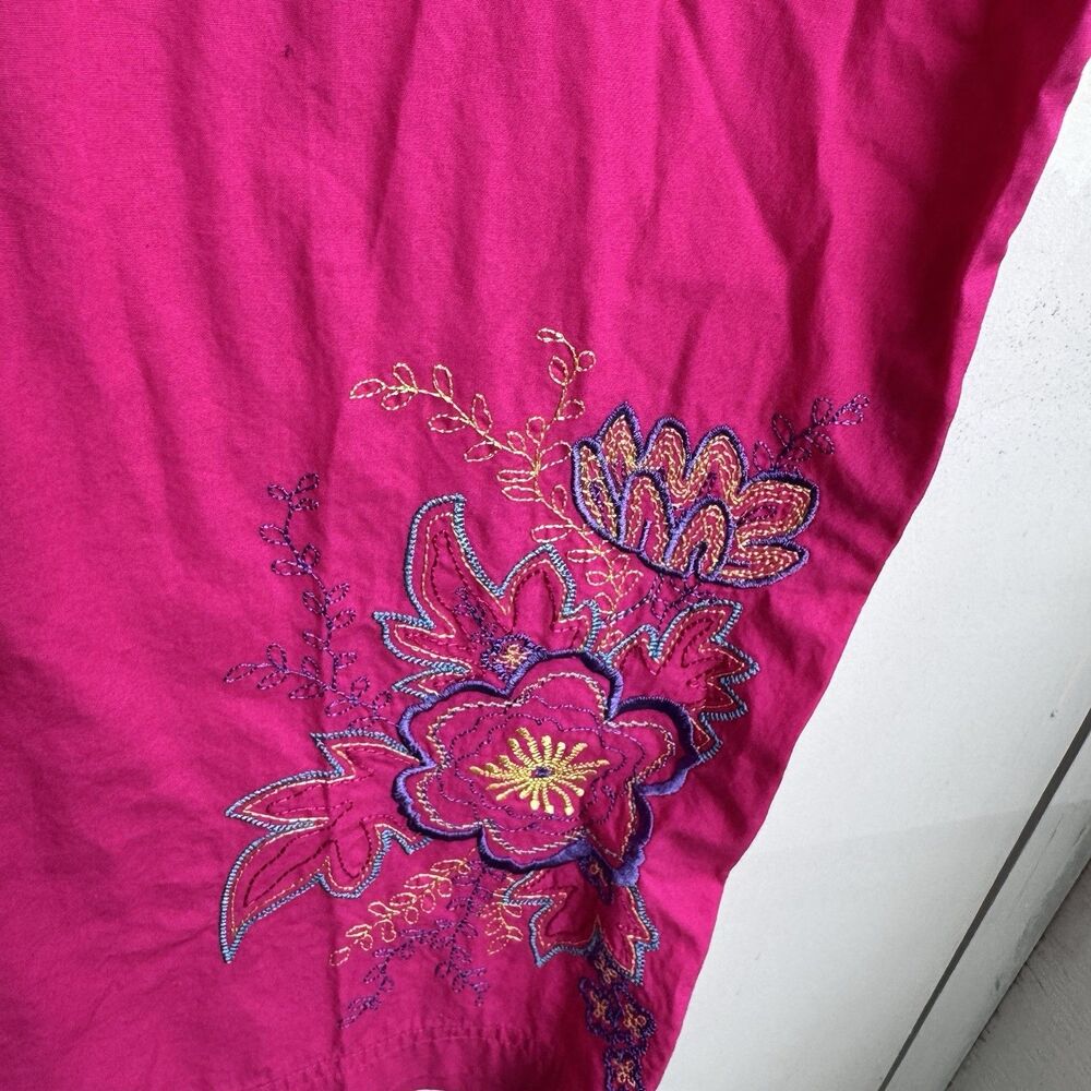 Etonne by Sarah Richards Woman Pink Pants 18-20 2XL Cropped Wide Leg embroidered - Picture 2 of 10